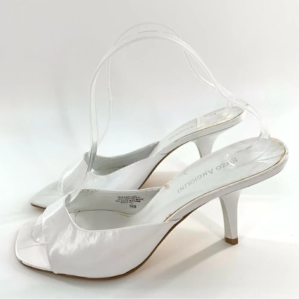 Enzo Angiolini womens heels size 8.5 marabellee white leather party Barbiecore